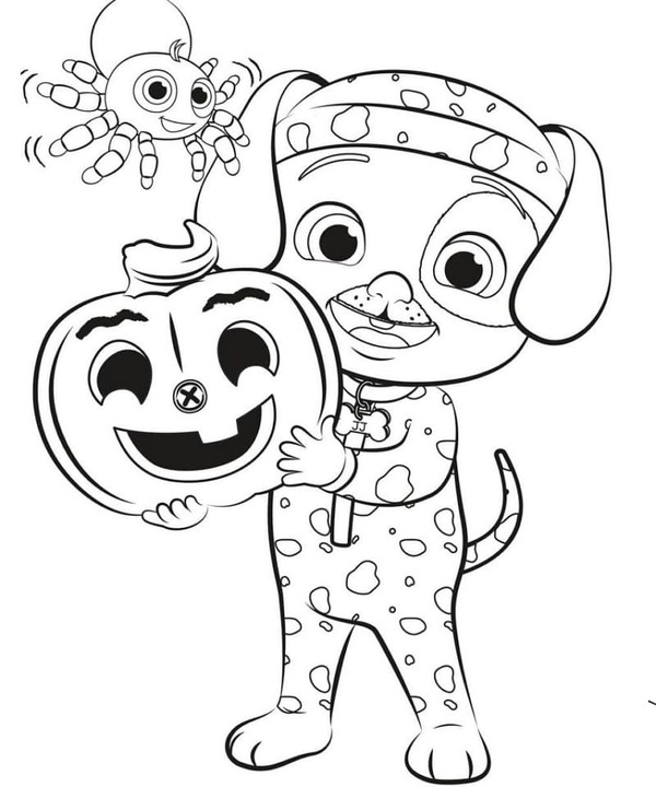 Coloriage Dessine JJ Cocomelon pour Halloween