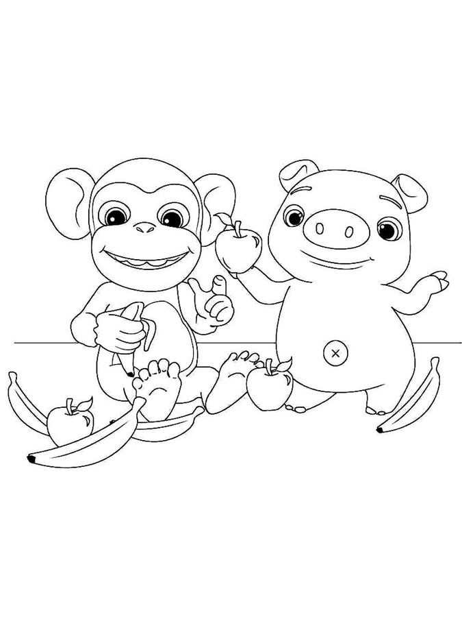 Coloriage Dessine Mochi et Pepe de Cocomelon