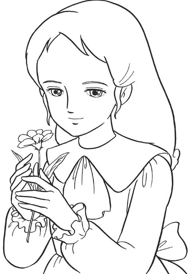 Coloriage Dessine princesse Sarah et des fleurs