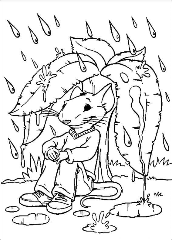 Coloriage Dessine Stuart Little à l'abri de la pluie