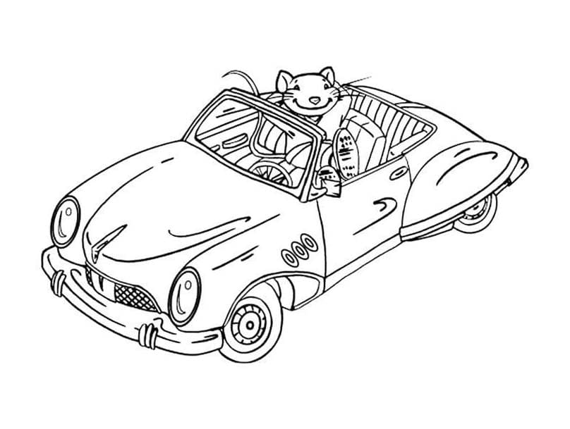 Coloriage Dessine Stuart Little conduisant une voiture