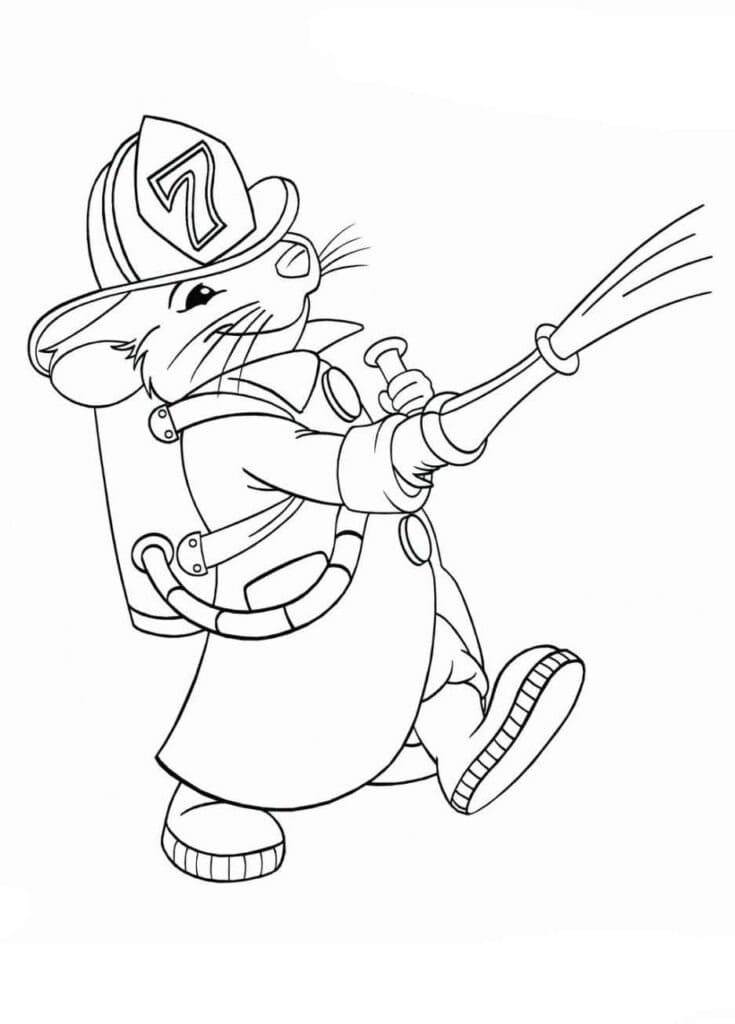 Coloriage Dessine Stuart Little pompier