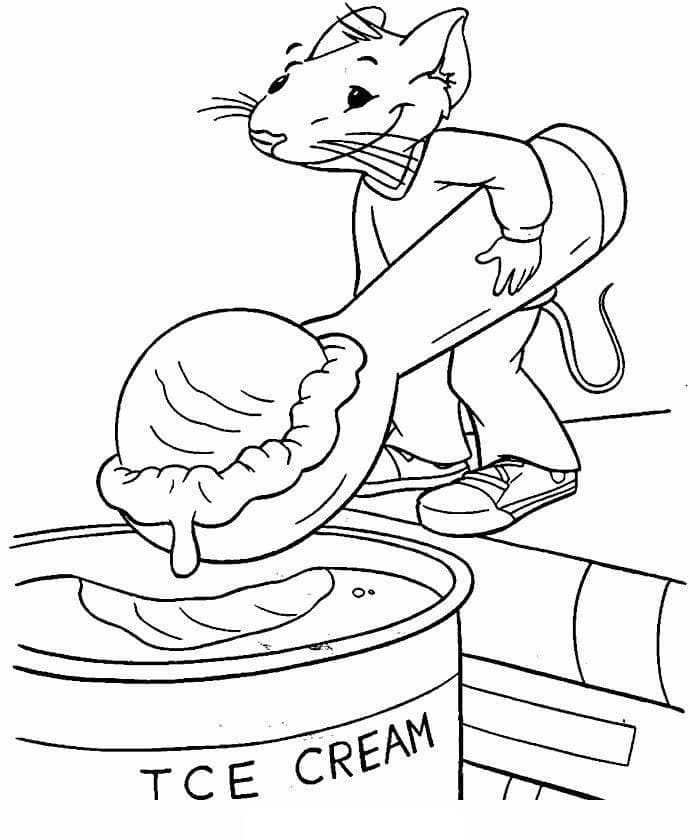 Coloriage Dessine Stuart Little ramasser de la glace