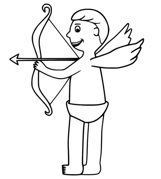 Coloriage Dessine un Cupidon heureux