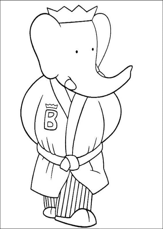 Coloriage Dessiner Babar porter un pyjama