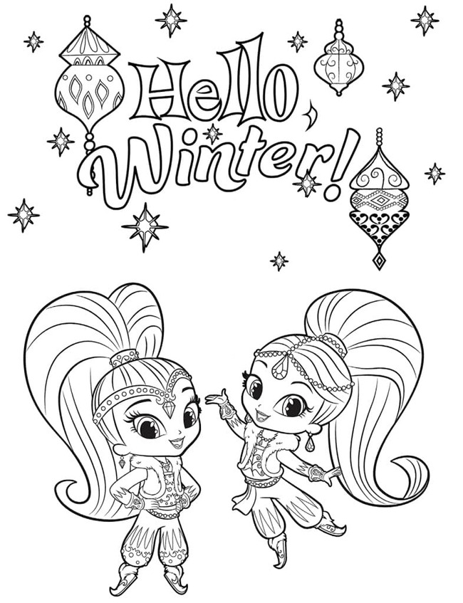 Coloriage Dessiner bonjour l'hiver Shimmer et Shine