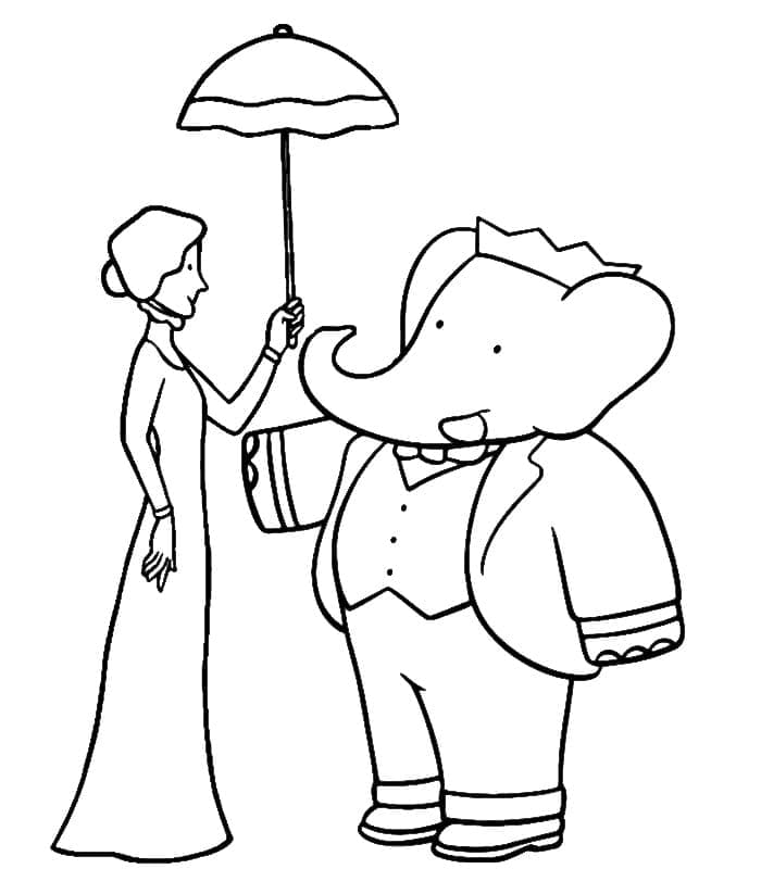 Coloriage Dessiner dame et Babar