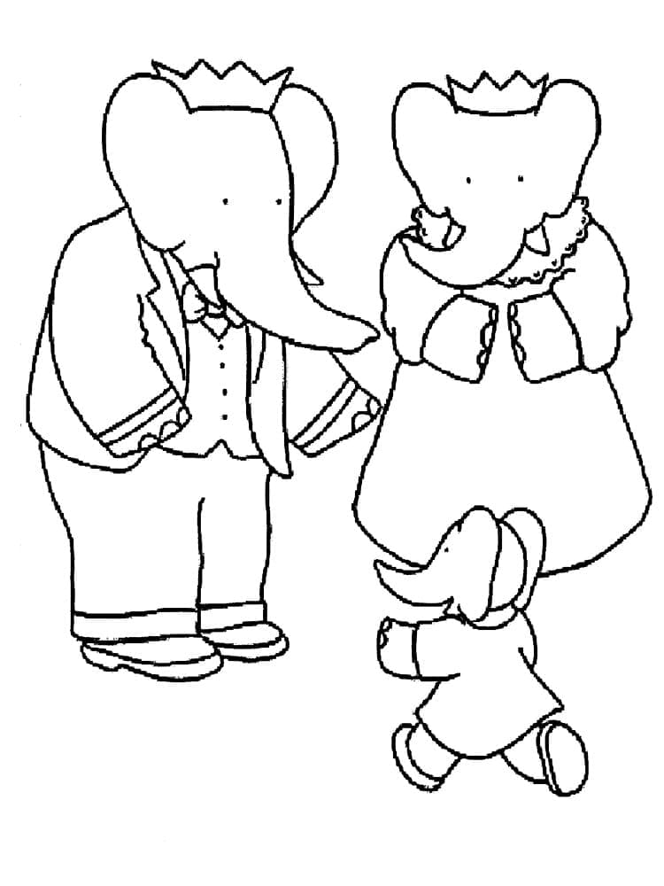 Coloriage Dessiner La Famille de Babar