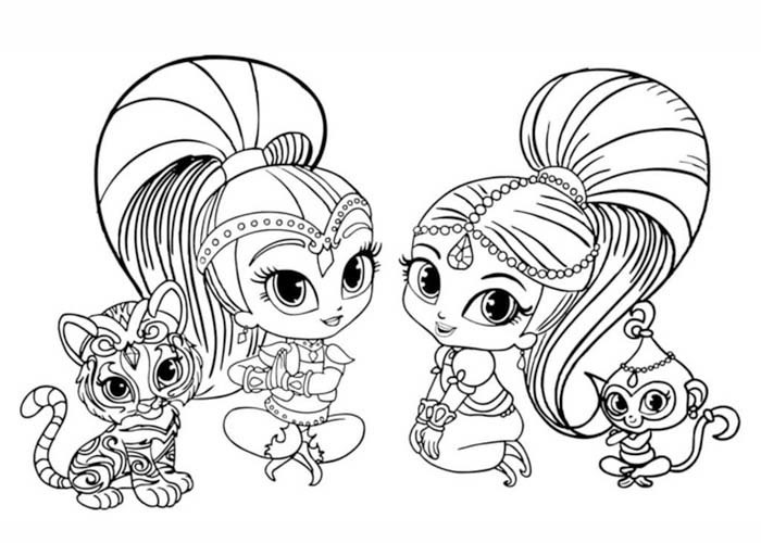 Coloriage Dessiner Nahal, Tala avec Shimmer et Shine