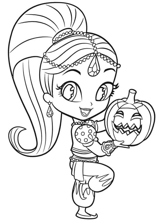 Coloriage Dessiner Shimmer et citrouille d'Halloween