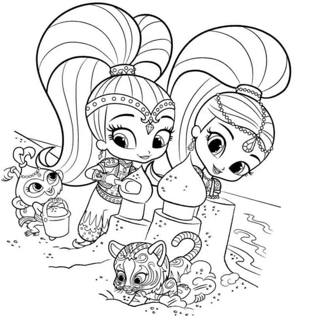 Coloriage Dessiner Shimmer Et Shine sur la plage