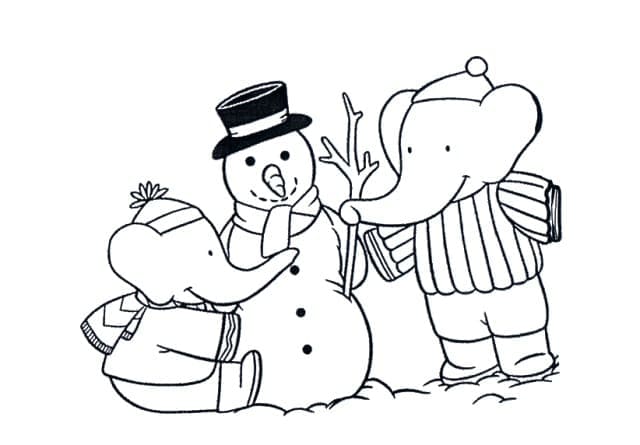 Coloriage Dessinez Babar à Noël