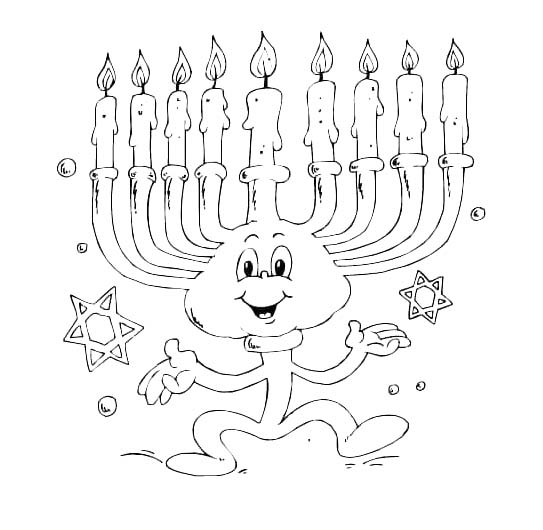 Coloriage Drôle de Menorah de Hanoucca