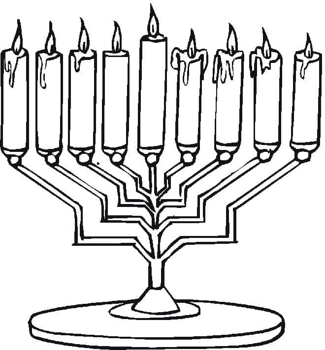 Coloriage Image de la Menorah de Hanoucca