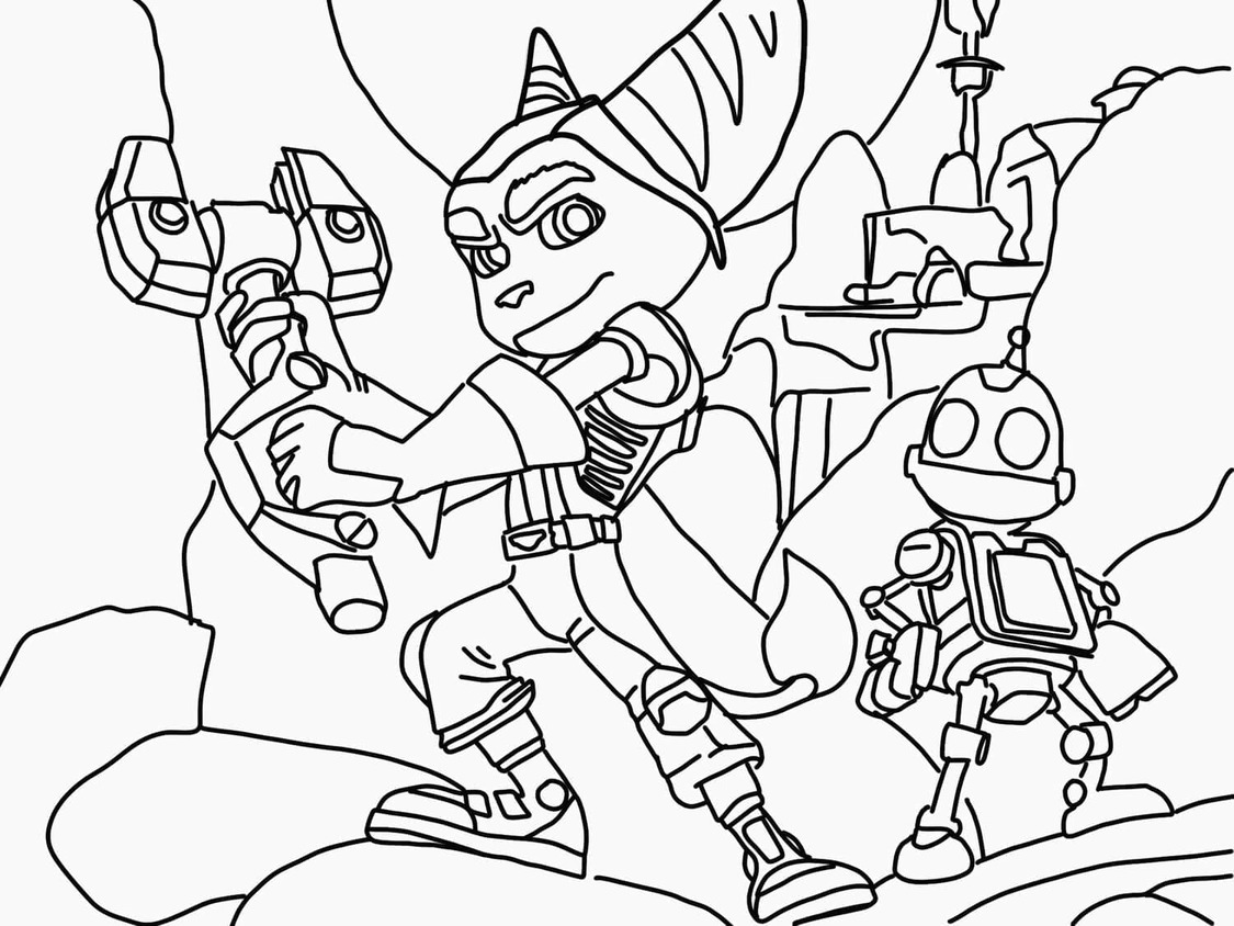 Coloriage L'incroyable Ratchet et Clank