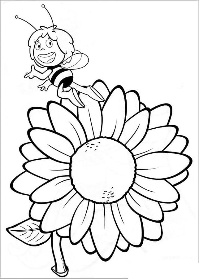 Coloriage Maya l'abeille et la fleur