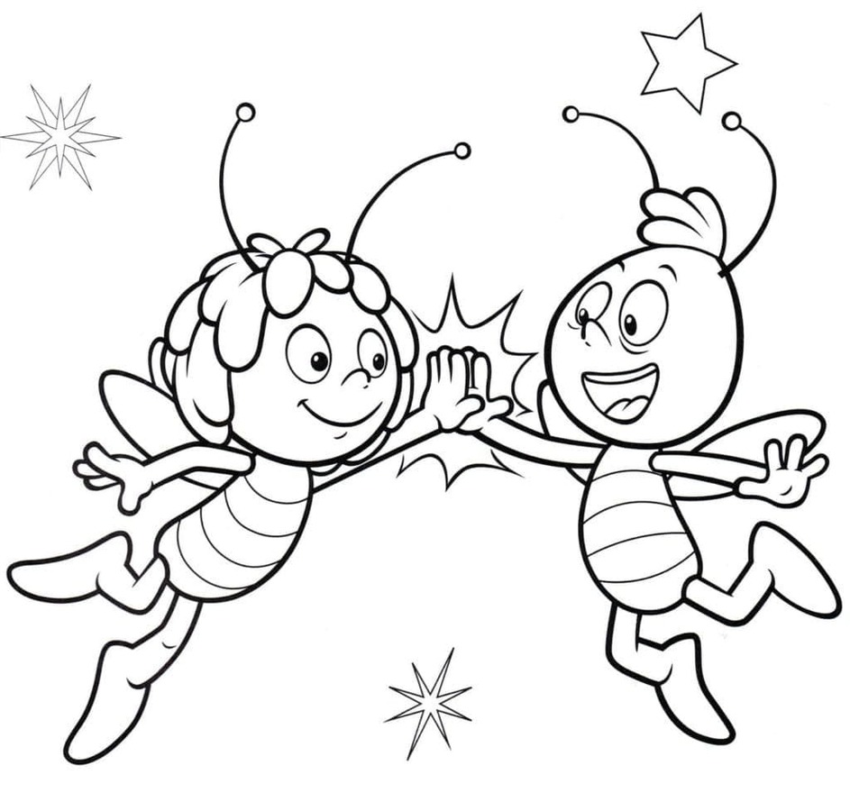 Coloriage Maya l'abeille et Willy