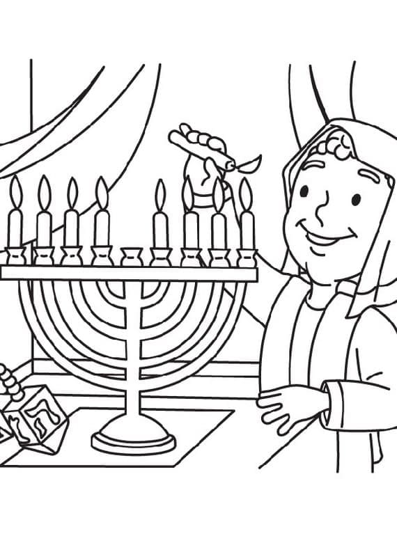 Coloriage Menorah de Hanoucca imprimable gratuit