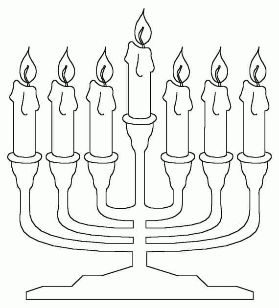 Coloriage Menorah imprimable pour Hanoucca