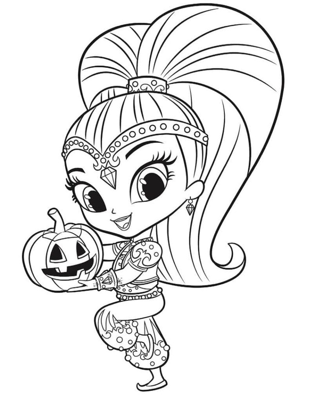 Coloriage Shine et Citrouille d'Halloween