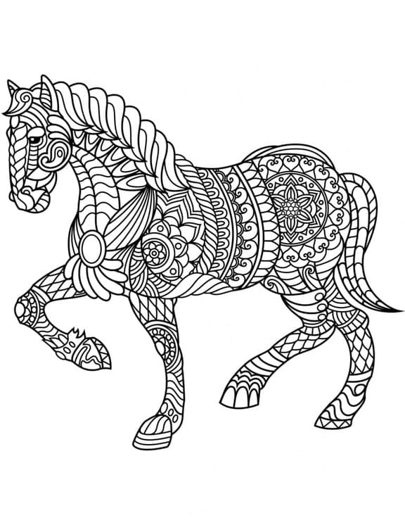 Coloriage Adulte Cheval 11 à imprimer