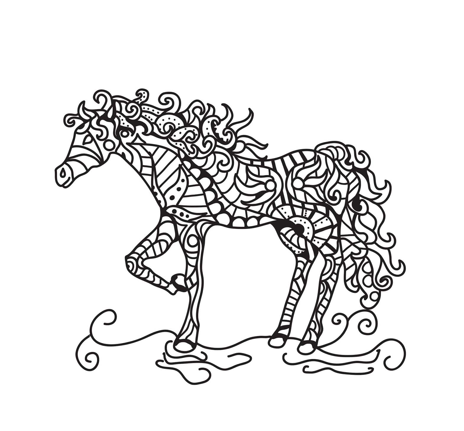 Coloriage Adulte Cheval 2 à imprimer