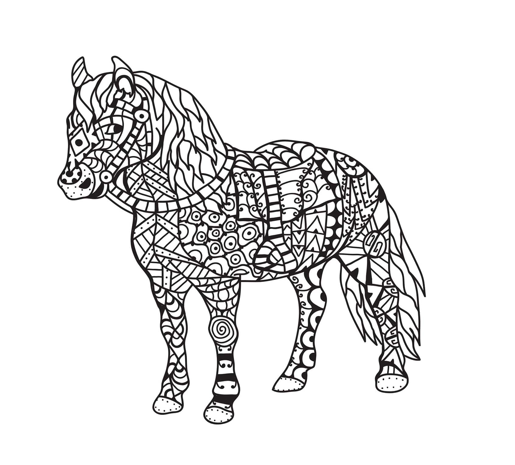 Coloriage Adulte Cheval 3 à imprimer