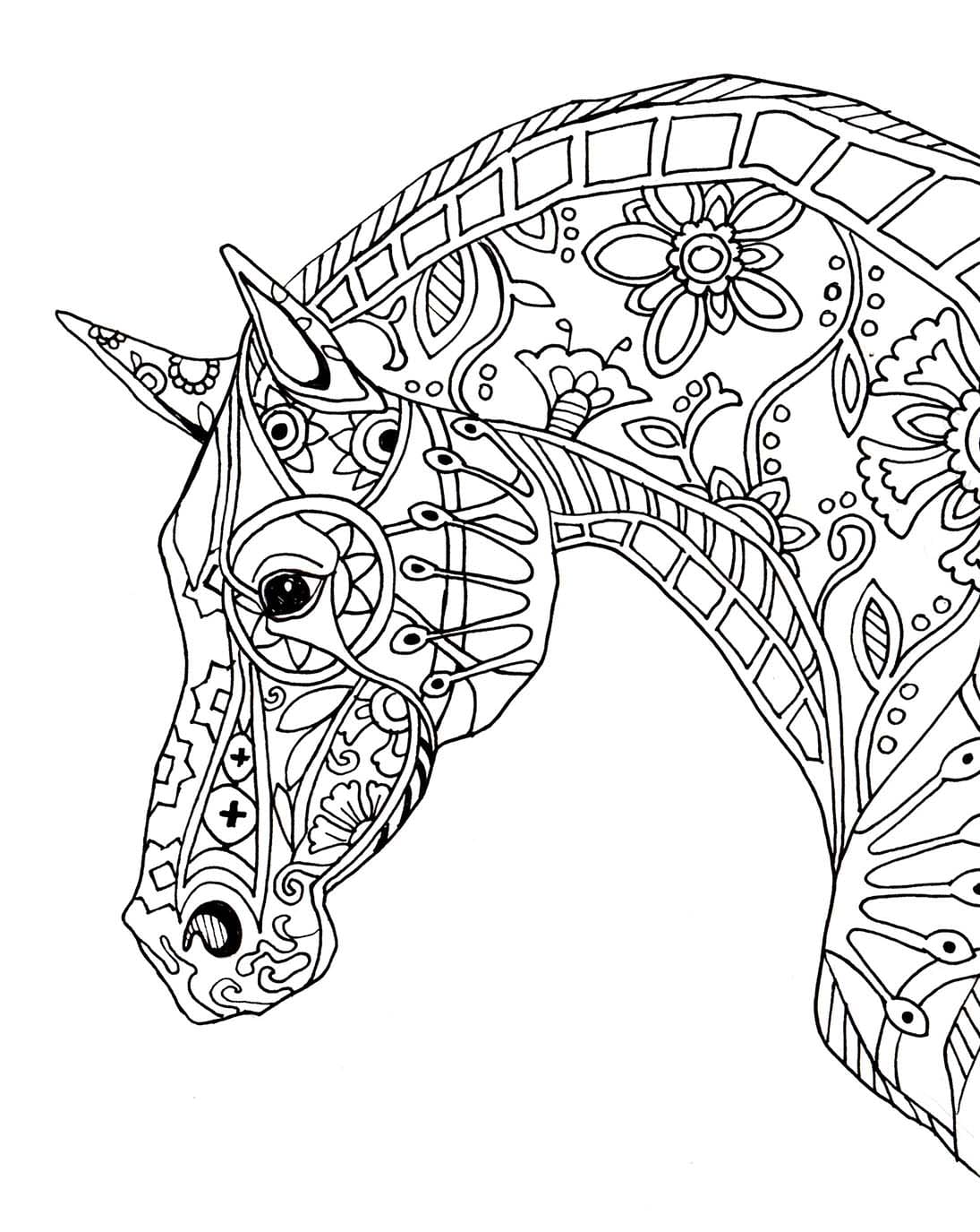 Coloriage Adulte Cheval 4 à imprimer