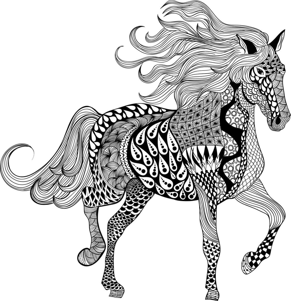 Coloriage Adulte Cheval 5 à imprimer