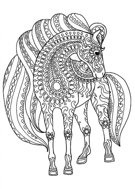 Coloriage Adulte Cheval 7 à imprimer