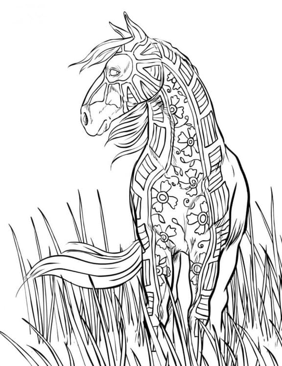 Coloriage Adulte Cheval 8 à imprimer