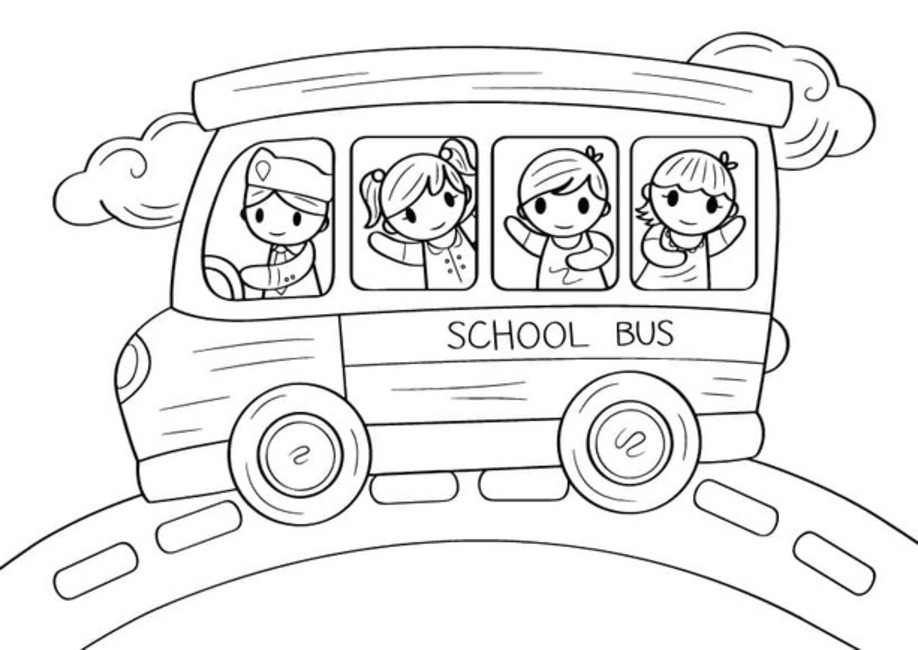 Coloriage Autobus Scolaire avec des enfants