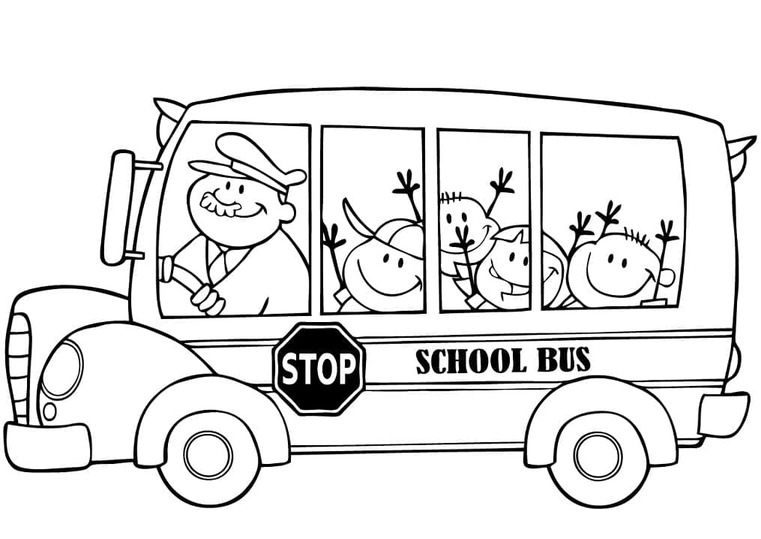 Coloriage Autobus Scolaire avec enfants