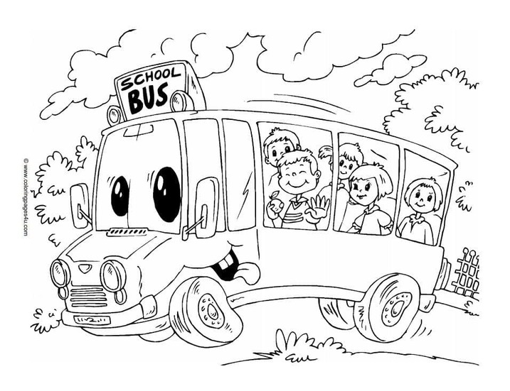 Coloriage Autobus Scolaire très drôle