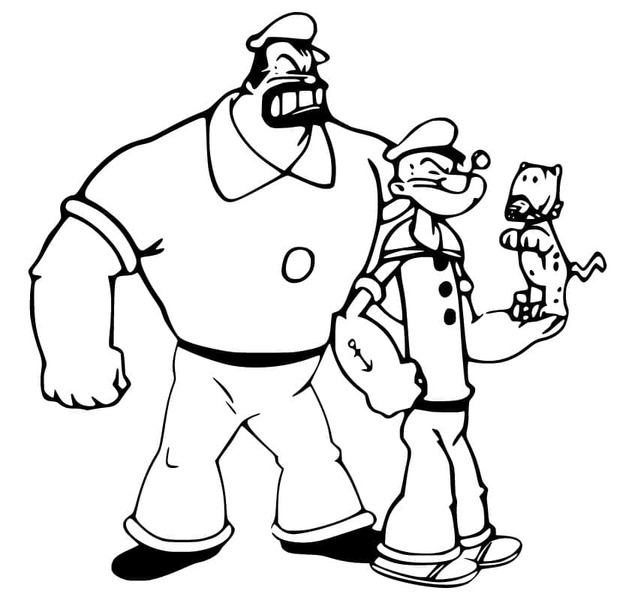 Coloriage Bluto avec Popeye