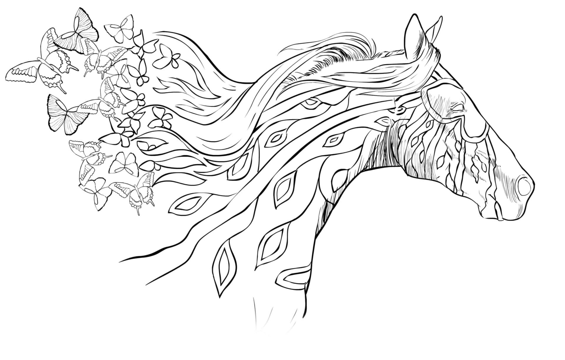 Coloriage Dessin Adulte Cheval basique