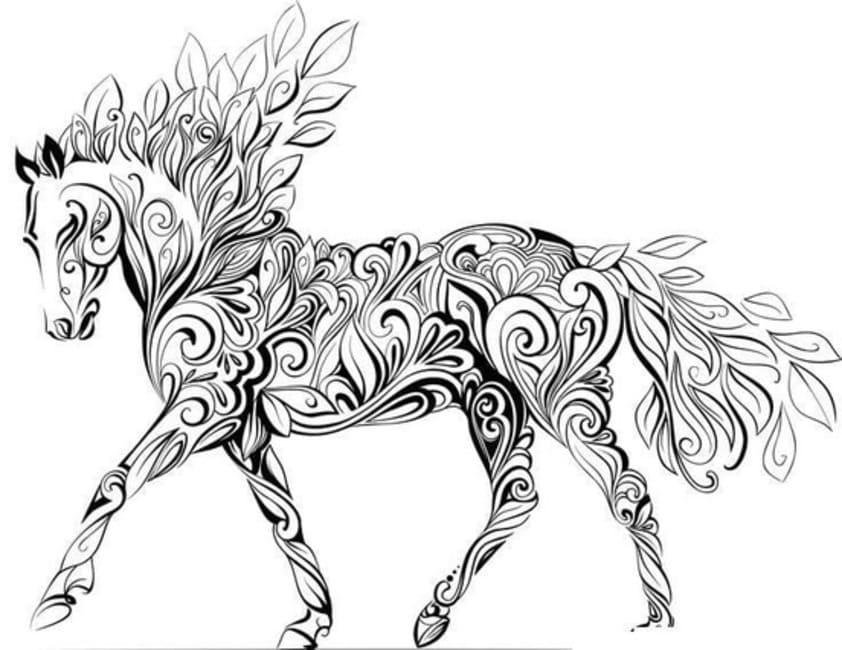 Coloriage Dessin Adulte Cheval facile à imprimer