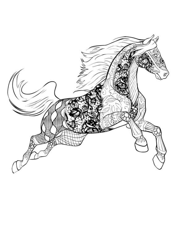 Coloriage Dessin Adulte Cheval imprimable gratuit à imprimer