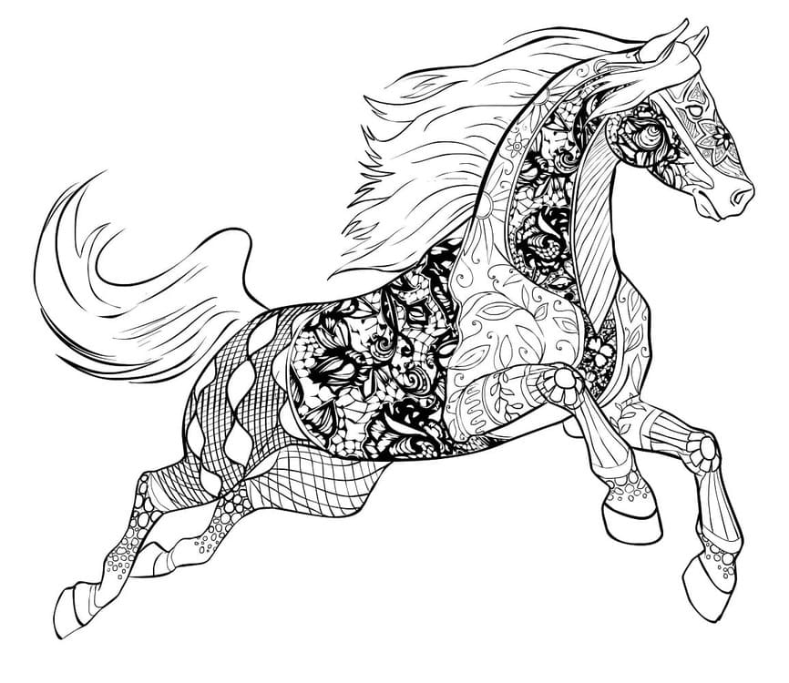 Coloriage Dessin Adulte Cheval très simple