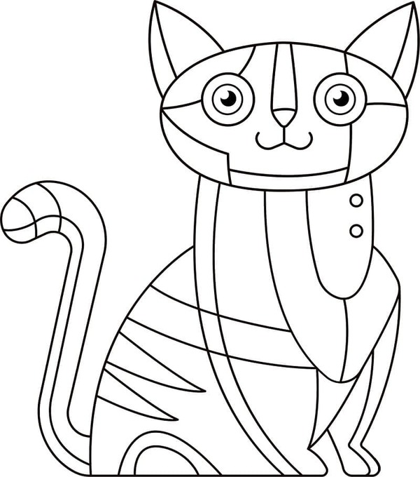 Coloriage Dessin Chat abstrait