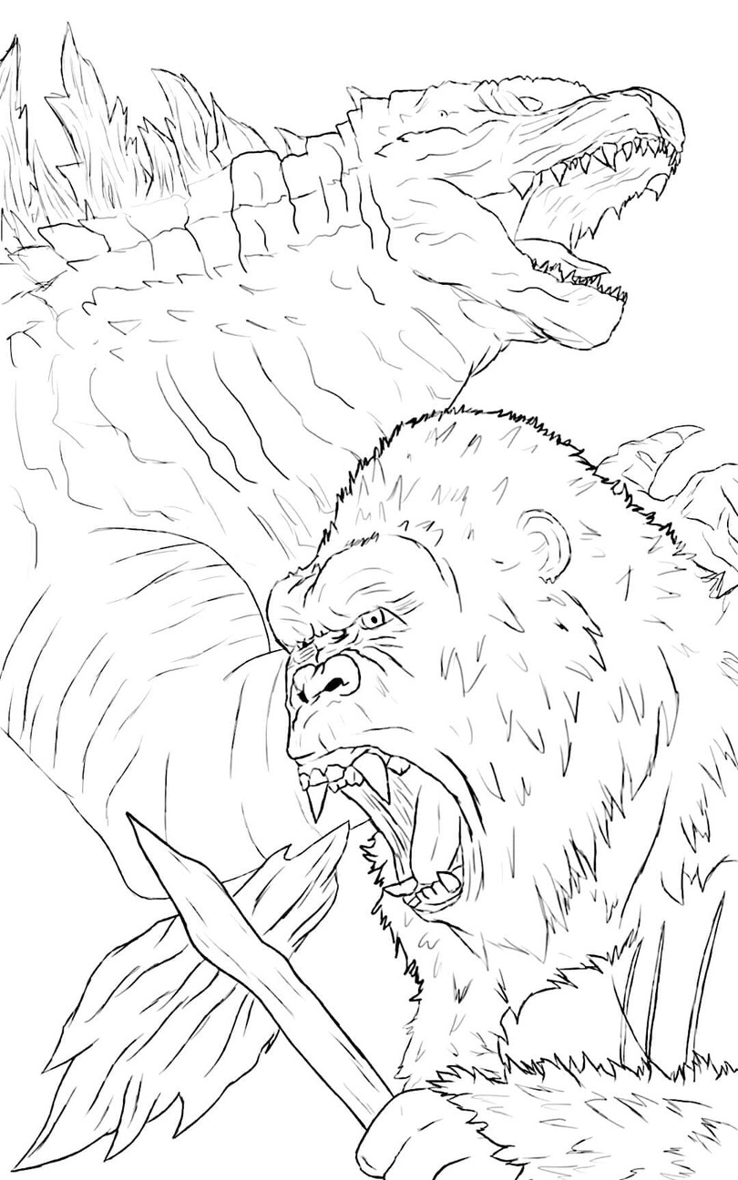 Coloriage Dessin de Godzilla et King Kong