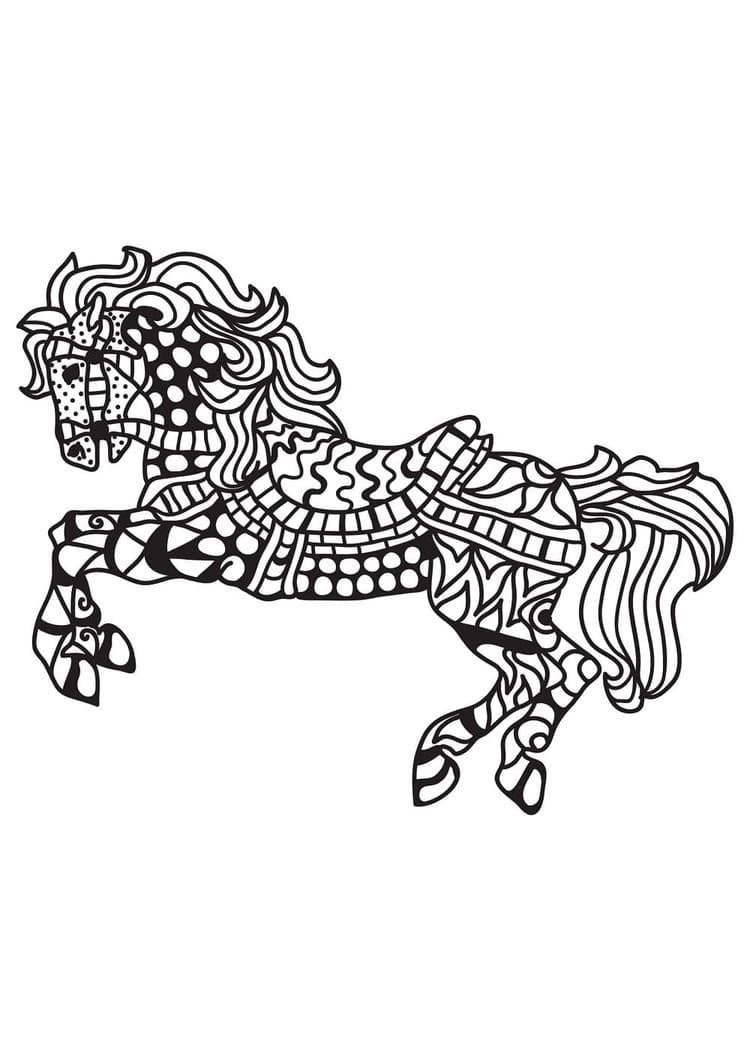 Coloriage Dessin imprimable gratuit Adulte Cheval