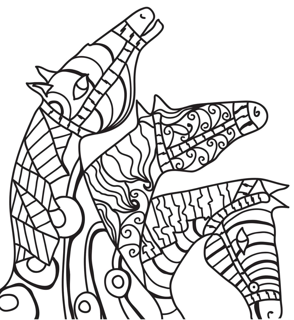 Coloriage Dessin simple Adulte Cheval à imprimer