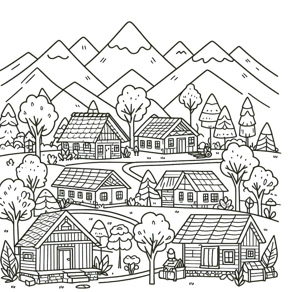 Coloriage Villages à imprimer