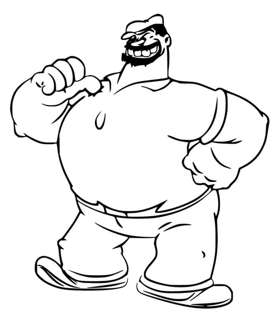 Coloriage Dessine Bluto de Popeye