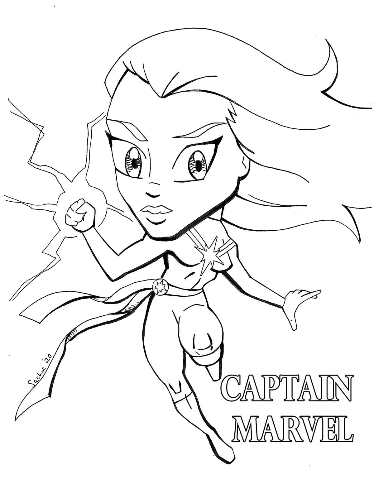 Coloriage Dessine Captain Marvel 5