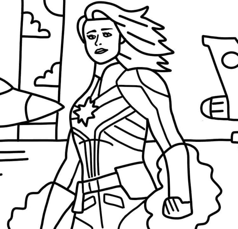 Coloriage Dessine Captain Marvel du film