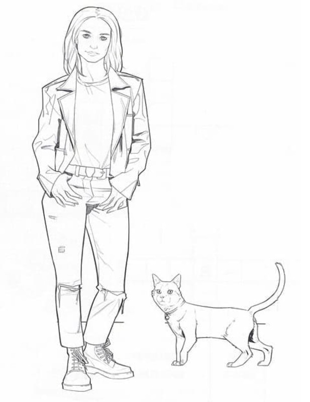 Coloriage Dessine Captain Marvel un chat