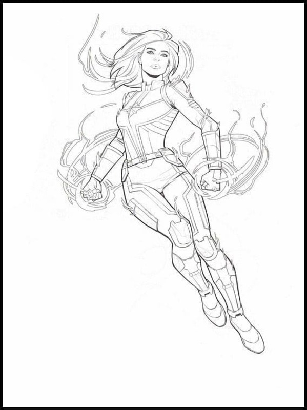 Coloriage Dessine Captain Marvel volant