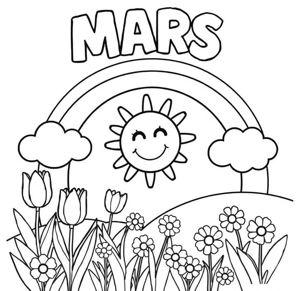 Coloriage Dessine Mars mignon